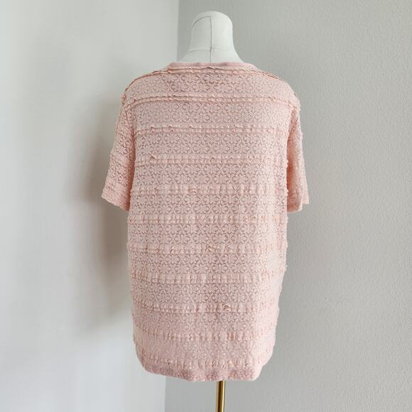 Y2K Alfred Dunner Pink Tiered Lace Short Sleeve Blouse Plus Size 1X - Picture 5 of 8